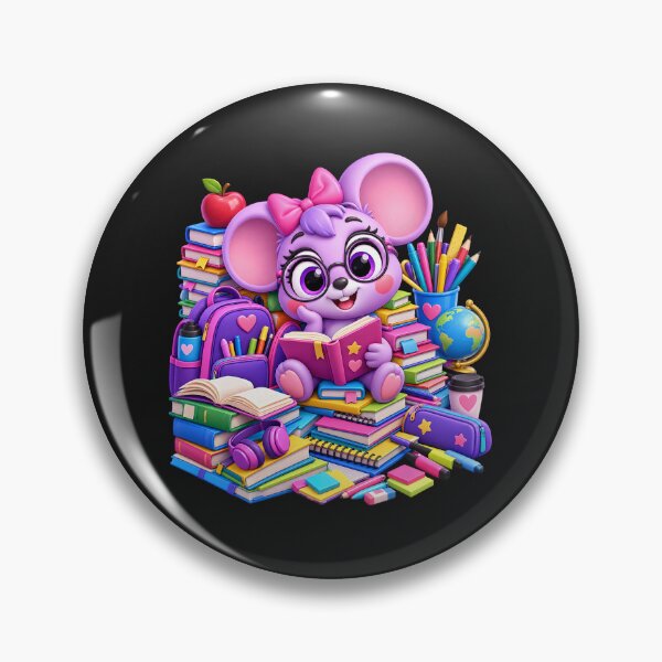 Item preview, Cute School Mouse with Books and School Supplies designed and sold by Les-Ink-Studio.
