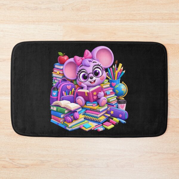Item preview, Cute School Mouse with Books and School Supplies designed and sold by Les-Ink-Studio.