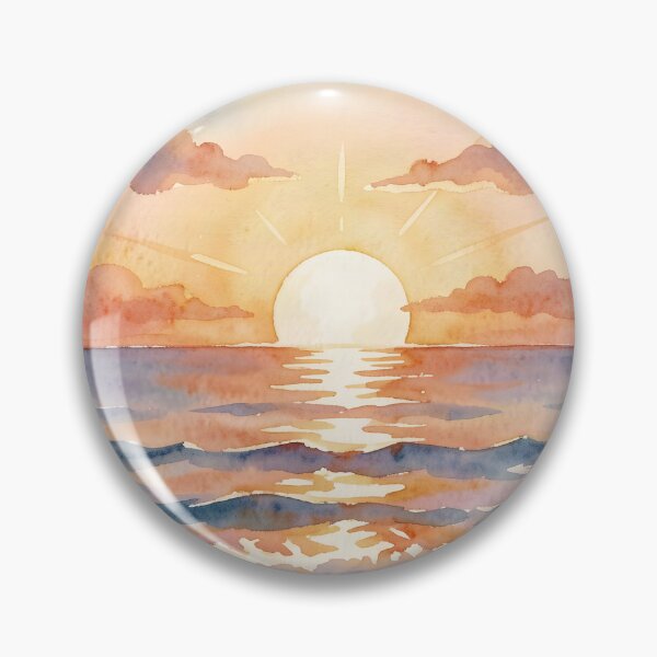 Item preview, Watercolor Sunset Rays: Ocean Surf Landscape designed and sold by Serene Strokes Art.