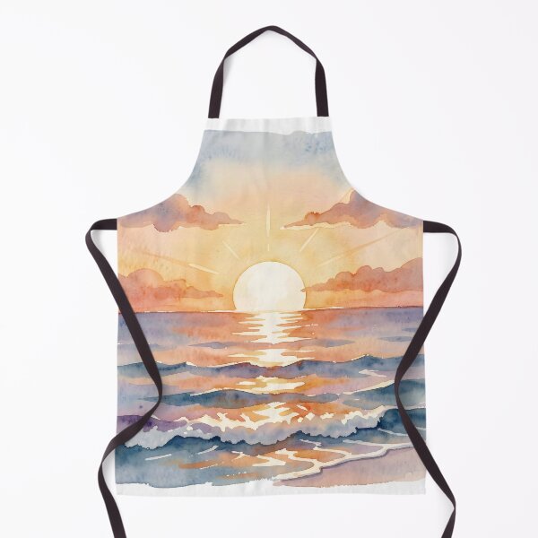 Item preview, Watercolor Sunset Rays: Ocean Surf Landscape designed and sold by Serene Strokes Art.
