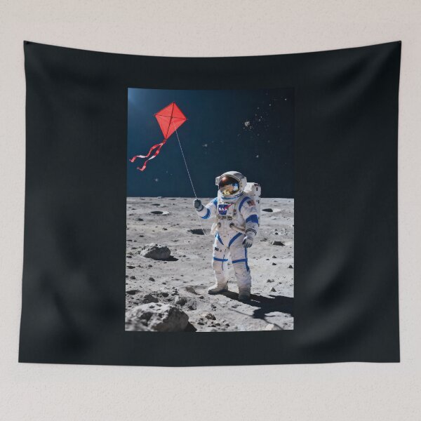 Item preview, NASA astronaut flying a kite on the moon  designed and sold by WiseBow.