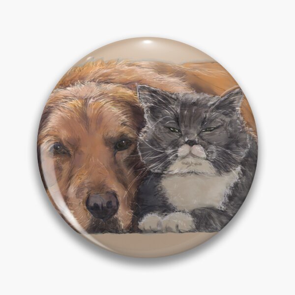 Item preview, Best Friends Nap: Golden Retriever and Fluffy Cat designed and sold by hopenoli_art.