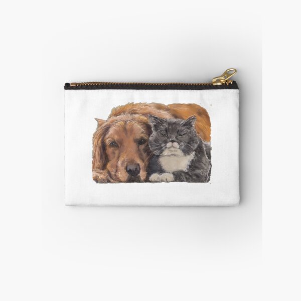 Item preview, Best Friends Nap: Golden Retriever and Fluffy Cat designed and sold by hopenoli_art.
