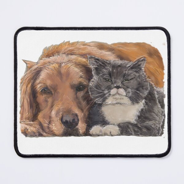 Item preview, Best Friends Nap: Golden Retriever and Fluffy Cat designed and sold by hopenoli_art.