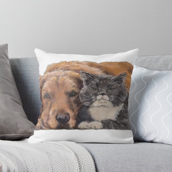 Item preview, Best Friends Nap: Golden Retriever and Fluffy Cat designed and sold by hopenoli_art.