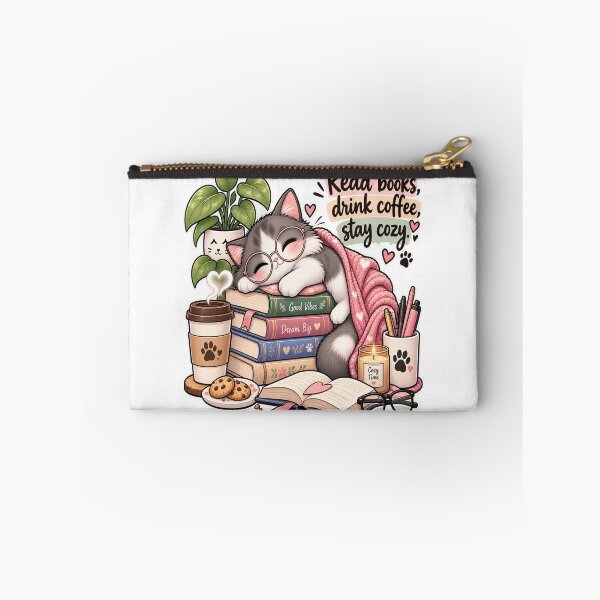 Item preview, Read Books Drink Coffee Stay Cozy Cute Bookish Cat Sticker designed and sold by Salwastore.