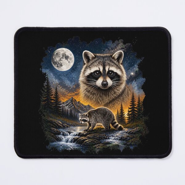 Item preview, Raccoon Night Sky Waterfall Moon Graphic designed and sold by shill-shop.