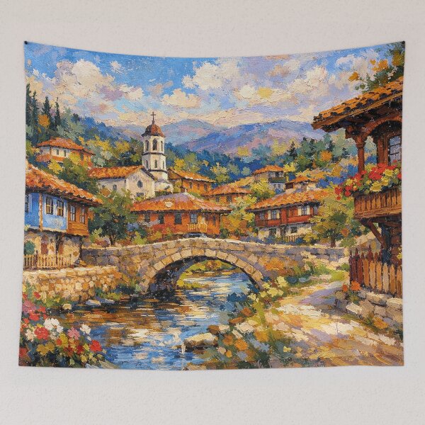 Item preview, A painting of Koprivshtitsa, Bulgaria – A Beautiful City in Europe. designed and sold by GalleryKauffeld.