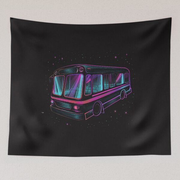 Item preview, night bus carrying neon thoughts designed and sold by RetroWaveArtCo.