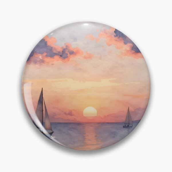 Item preview, Evening Cruise: Sailboats at Ocean Sunset designed and sold by Serene Strokes Art.