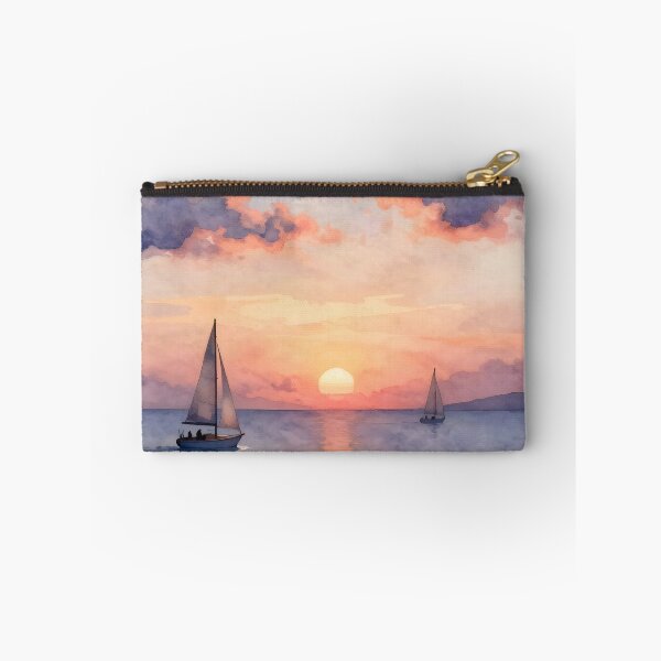 Item preview, Evening Cruise: Sailboats at Ocean Sunset designed and sold by Serene Strokes Art.