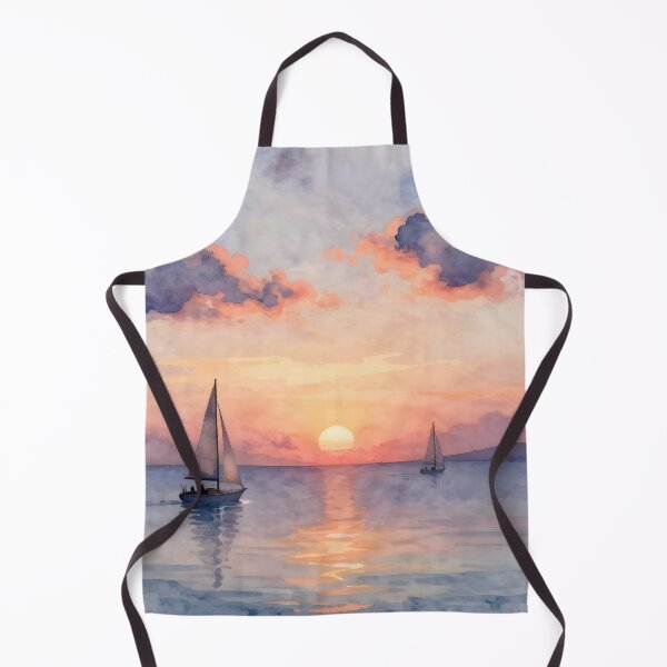 Item preview, Evening Cruise: Sailboats at Ocean Sunset designed and sold by Serene Strokes Art.
