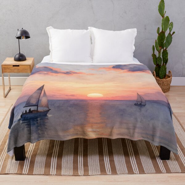 Item preview, Evening Cruise: Sailboats at Ocean Sunset designed and sold by Serene Strokes Art.