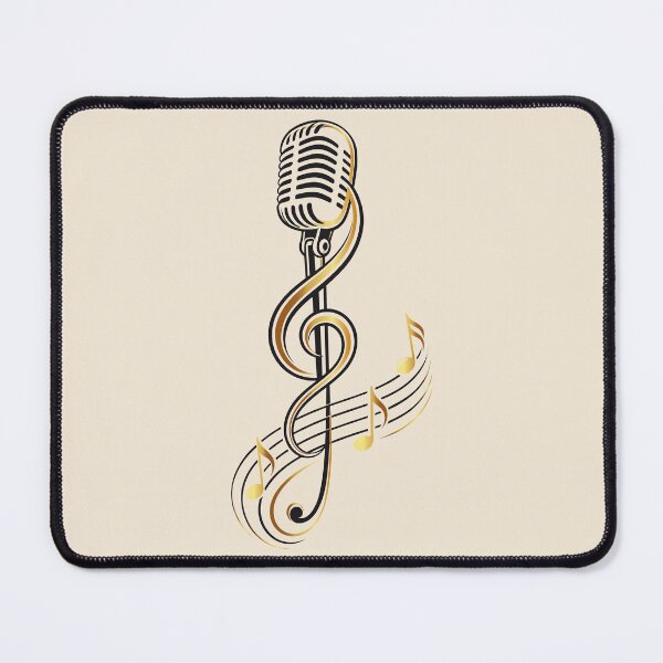 Item preview, Retro microphone with treble clef music singing symbol designed and sold by Christine Krahl.
