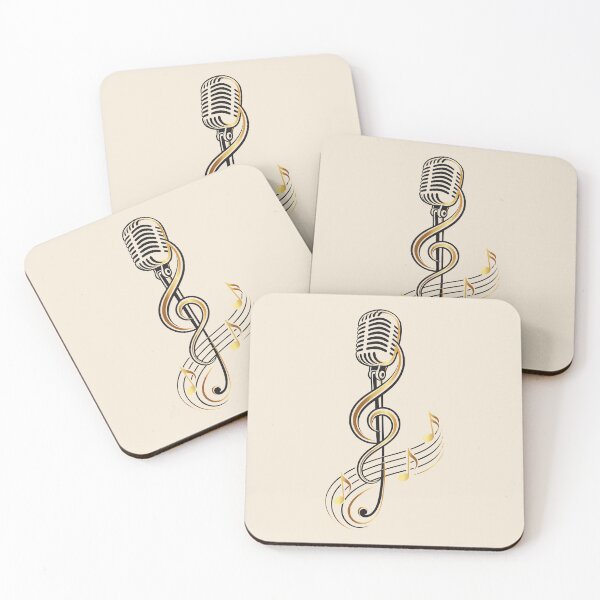 Item preview, Retro microphone with treble clef music singing symbol designed and sold by Christine Krahl.