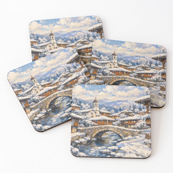 Item preview, Koprivshtitsa in Bulgaria painting – A Winter Scene in This Beautiful European City. designed and sold by GalleryKauffeld.