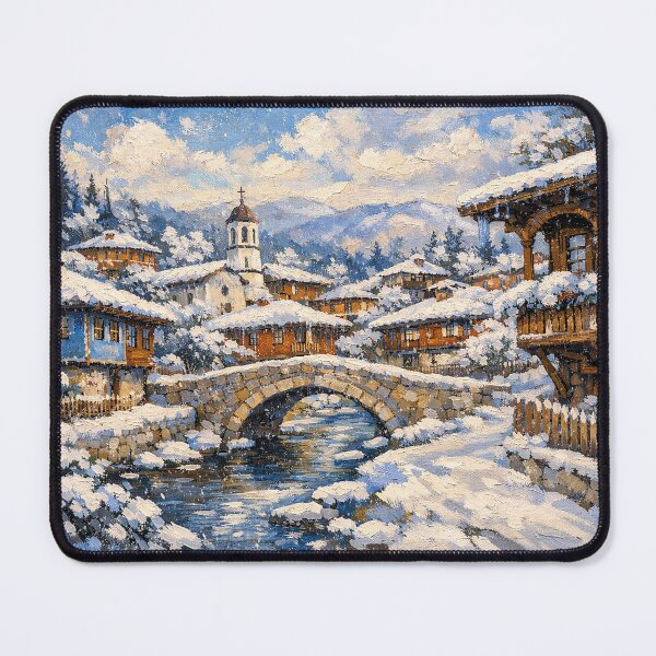 Item preview, Koprivshtitsa in Bulgaria painting – A Winter Scene in This Beautiful European City. designed and sold by GalleryKauffeld.