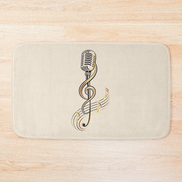 Item preview, Retro microphone with treble clef music singing symbol designed and sold by Christine Krahl.