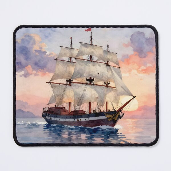 Item preview, Full Sail Ahead: Vintage Galleon at Sunset designed and sold by Serene Strokes Art.