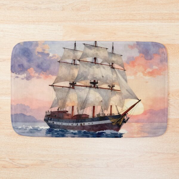 Item preview, Full Sail Ahead: Vintage Galleon at Sunset designed and sold by Serene Strokes Art.