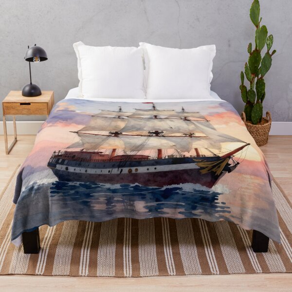 Item preview, Full Sail Ahead: Vintage Galleon at Sunset designed and sold by Serene Strokes Art.