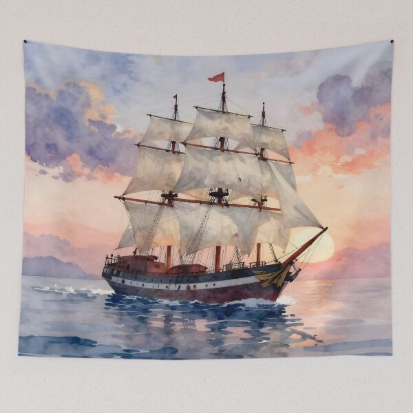 Item preview, Full Sail Ahead: Vintage Galleon at Sunset designed and sold by Serene Strokes Art.
