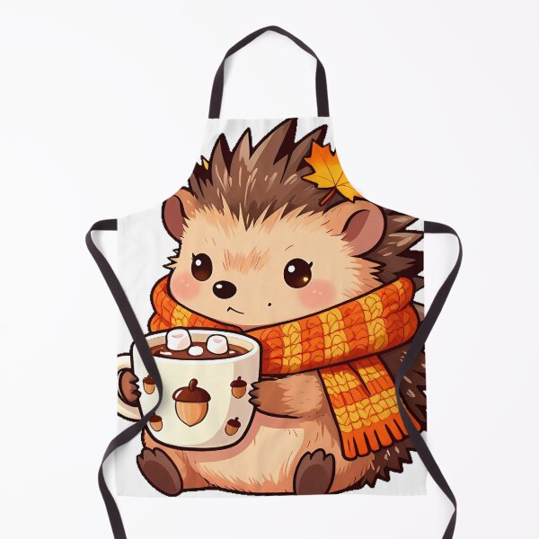 Item preview, Cozy Hedgehog with Maple Leaf Scarf and Cocoa designed and sold by pumsquare.