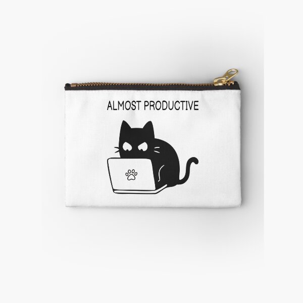 Item preview, Almost Productive Funny Black Cat Sticker designed and sold by FUEGO & NOX.