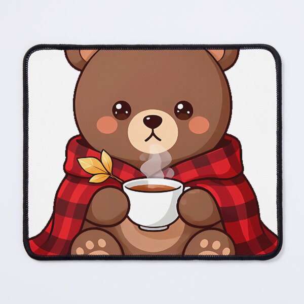 Item preview, Cozy Bear Cub with Plaid Blanket and Tea designed and sold by pumsquare.