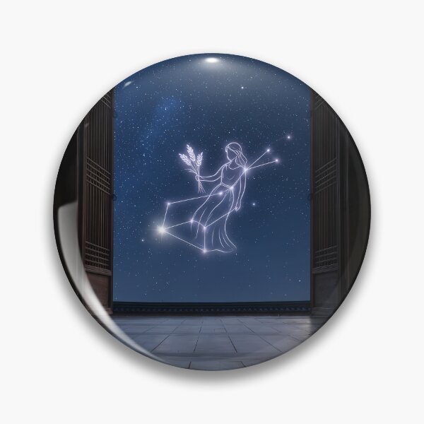 Item preview, Virgo Constellation over a Traditional Hanok: Celestial Harvest of Starlight | Fine Art Print designed and sold by SOOstudio73.