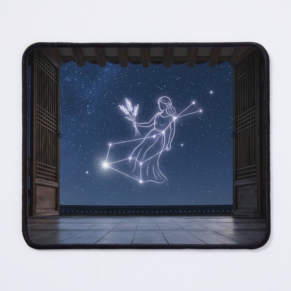 Item preview, Virgo Constellation over a Traditional Hanok: Celestial Harvest of Starlight | Fine Art Print designed and sold by SOOstudio73.