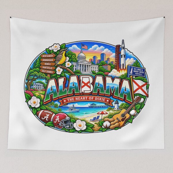 Item preview, Alabama Heart of Dixie Travel Doodle designed and sold by Awarrie.