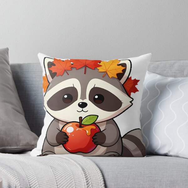 Item preview, Cozy Raccoon with Caramel Apple and Leaf Crown designed and sold by pumsquare.
