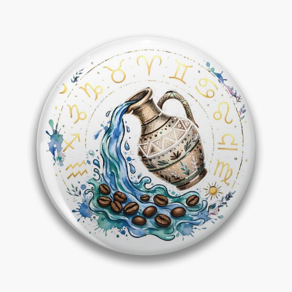 Item preview, Aquarius Watercolor Urn Coffee Zodiac designed and sold by Zodiac Celestial Art.