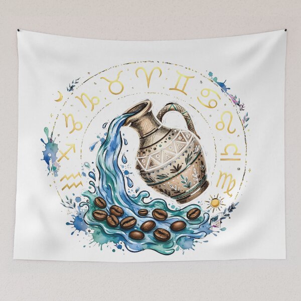 Item preview, Aquarius Watercolor Urn Coffee Zodiac designed and sold by Zodiac Celestial Art.