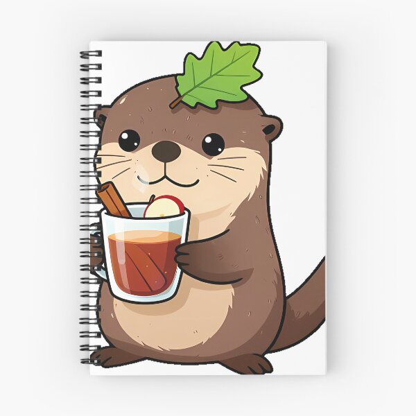 Item preview, Cozy Otter with Hot Apple Cider and Leaf Hat designed and sold by pumsquare.