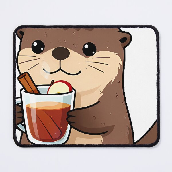 Item preview, Cozy Otter with Hot Apple Cider and Leaf Hat designed and sold by pumsquare.