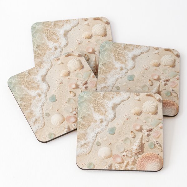Item preview, Sea Glass Shore – Dreamy Beach Shells & Sea Glass Wave Art Print – Coastal Wall Decor designed and sold by @SHINTOSARTSTORE.