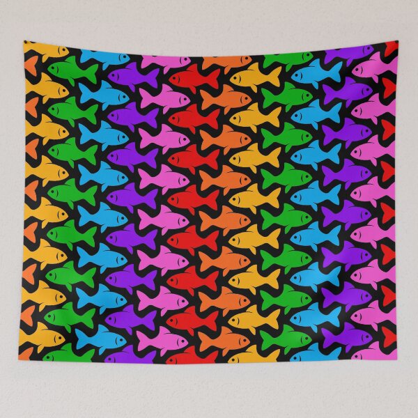 Item preview, Fish Pattern (multicolor on black 2) designed and sold by JMParadis.