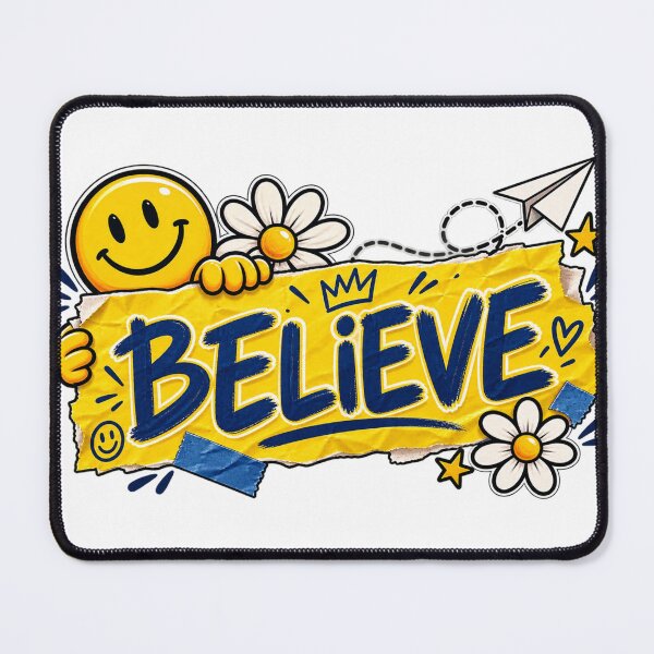 Item preview, Believe Motivational – Positive Inspirational Design with Smiley Sun & Flowers designed and sold by Mahmoud Salah.