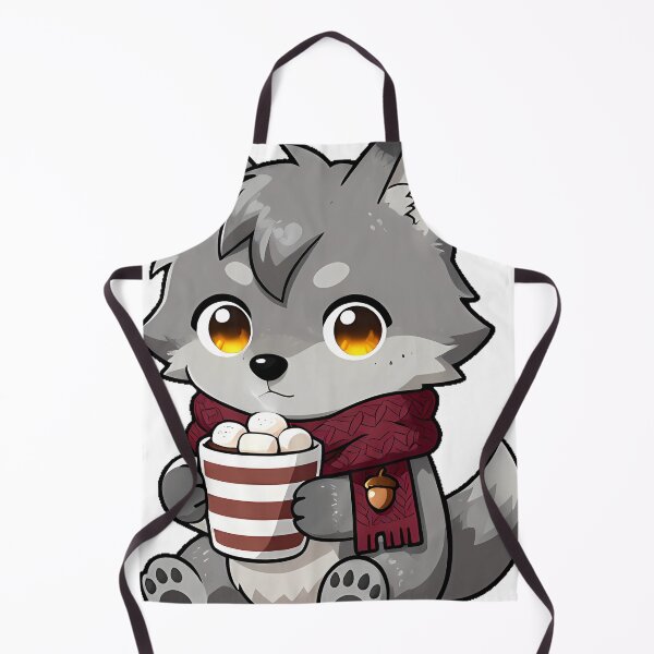 Item preview, Cozy Wolf Pup with Marshmallow Cocoa and Scarf designed and sold by pumsquare.