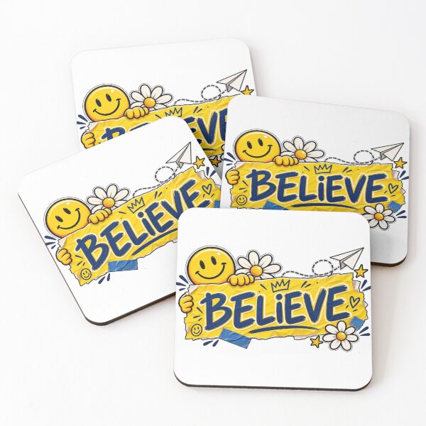 Item preview, Believe Motivational  – Positive Inspirational Design with Smiley Sun & Flowers designed and sold by Mahmoud Salah.