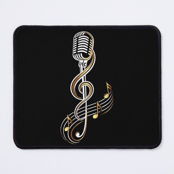 Item preview, Retro microphone with treble clef music singing symbol designed and sold by Christine Krahl.
