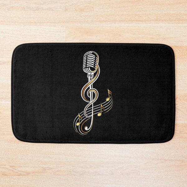 Item preview, Retro microphone with treble clef music singing symbol designed and sold by Christine Krahl.