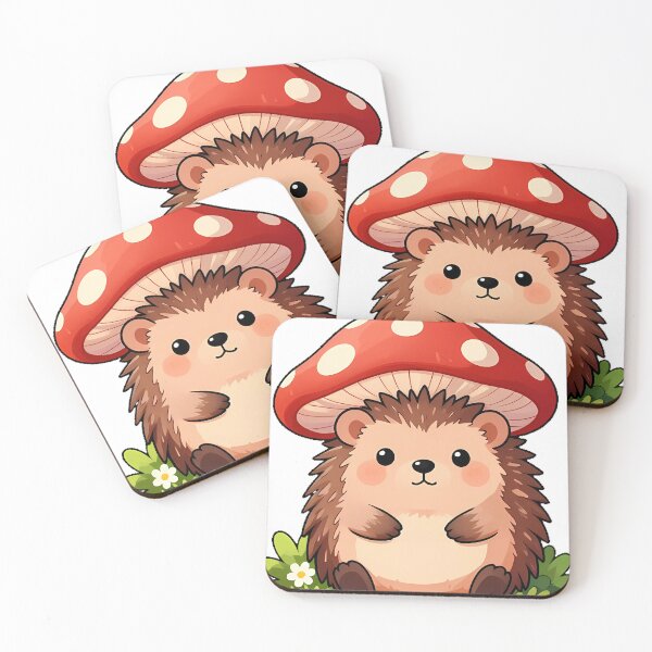 Item preview, Cottagecore Hedgehog with Red Mushroom Umbrella designed and sold by pumsquare.