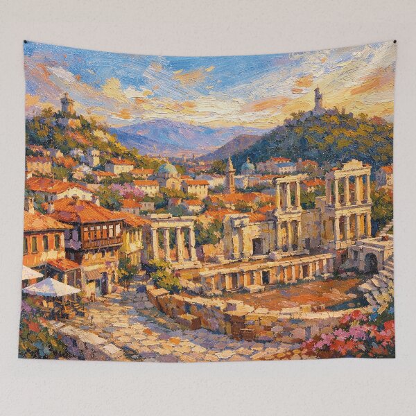 Item preview, A painting of Plovdiv, Bulgaria – A Beautiful City in Europe. designed and sold by GalleryKauffeld.