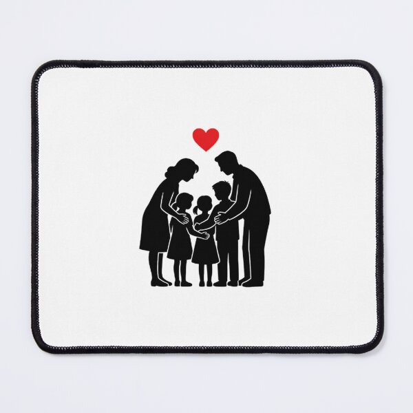 Item preview, Loving Family of Five Silhouette — Red Heart Above designed and sold by Bondingbonding.