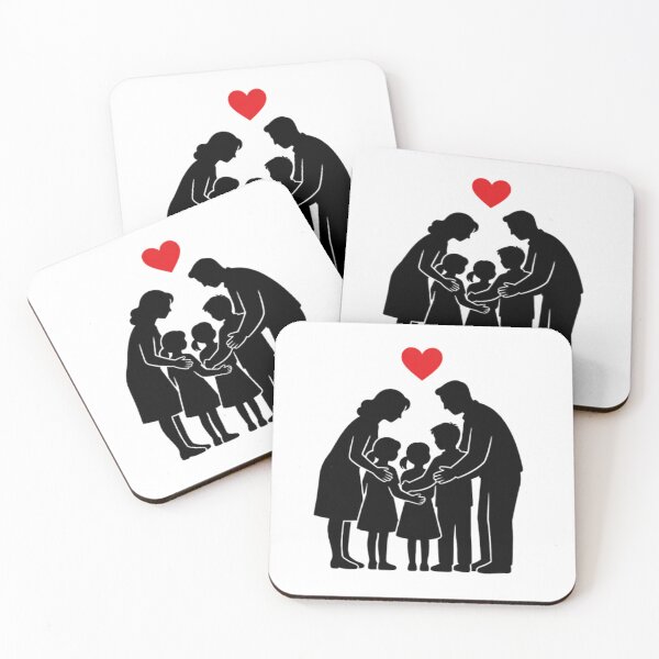 Item preview, Loving Family of Five Silhouette — Red Heart Above designed and sold by Bondingbonding.