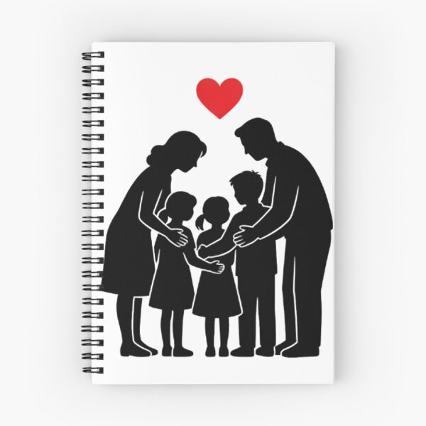 Item preview, Loving Family of Five Silhouette — Red Heart Above designed and sold by Bondingbonding.