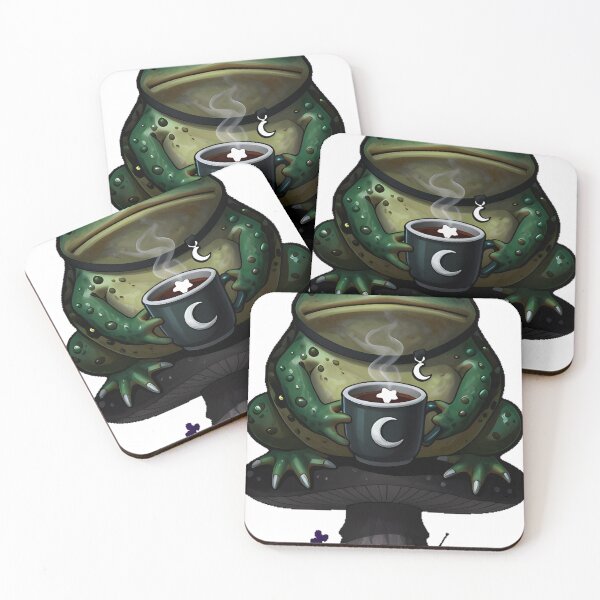Item preview, Gothic Cozy Toad with Cocoa and Tiny Crown designed and sold by IllumeInk.